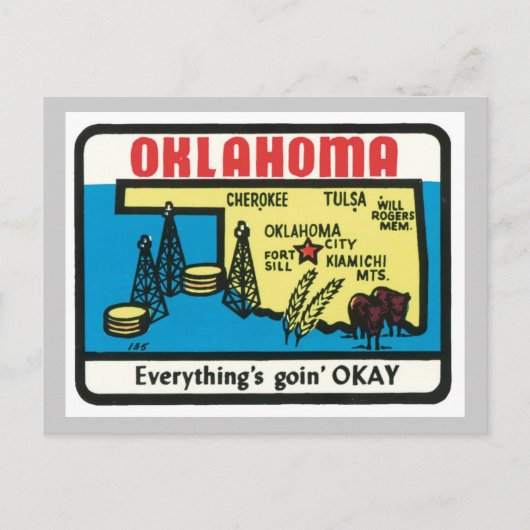 Oklahoma Vintage Etikett Postkarte (Vorderseite)