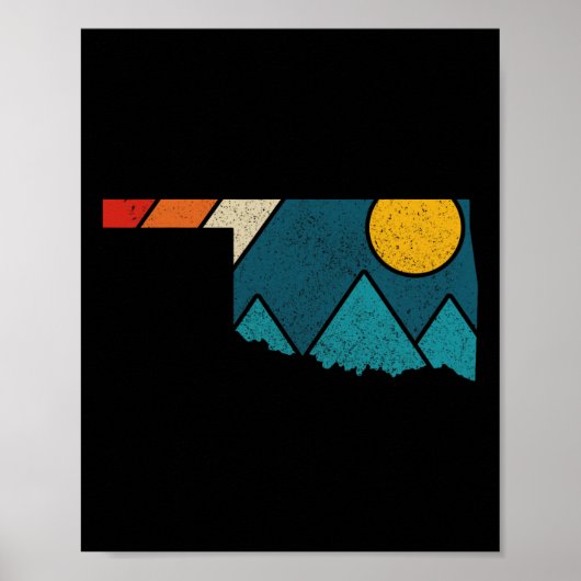 Oklahoma Vintager Staat Karte Berge Wandertour Pri Poster (Vorne)