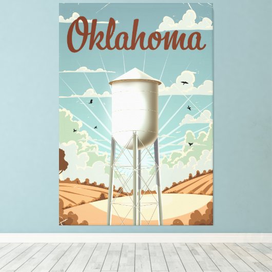Oklahoma Wasserturm Leinwanddruck (Insitu (Holzboden))