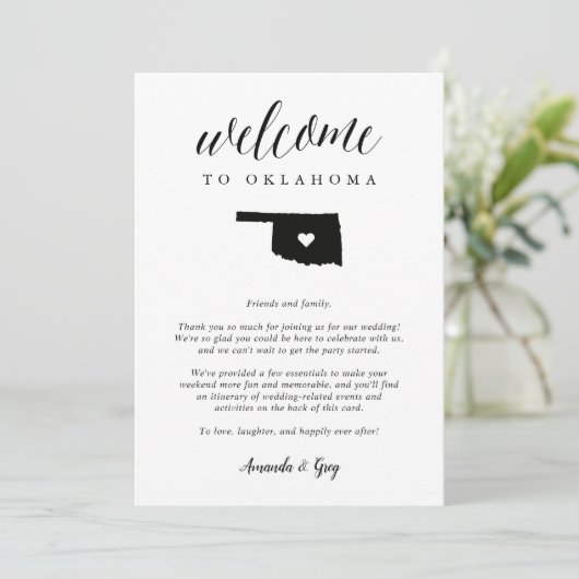 Oklahoma Wedding Welcome Letter & Itinerary (Stehend Vorderseite)