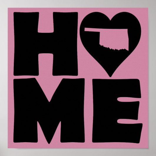 Oklahoma Zuhause Heart Staat Poster Sign (Vorne)