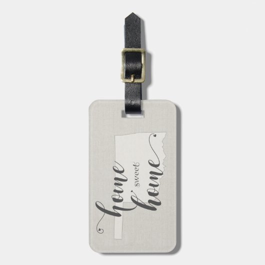 Oklahoma - Zuhause Sweet Zuhause burlap look Gepäckanhänger (Vorderseite vertikal)