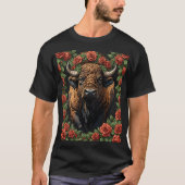 Oklahoman Buffalo, umgeben von Oklahoma-Rose T-Shirt (Vorderseite)