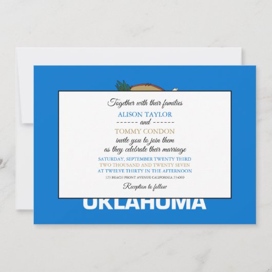 Oklahoman Flag, Fahne von Oklahoma Wedding Einladung (Vorderseite)