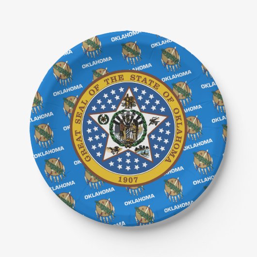 Oklahoman Flag & Seal, Oklahoma Pappteller (Vorderseite)