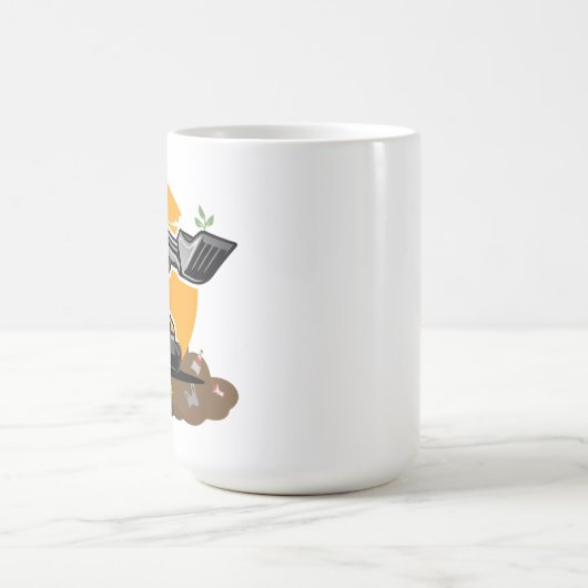 Öko bagger Grünpflanzen in Müllbeseitigung Kaffeetasse (Mittel)