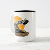 Öko bagger Grünpflanzen in Müllbeseitigung Zweifarbige Tasse (Vorderseite Links)