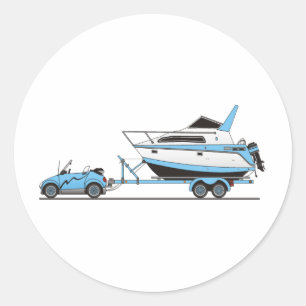 Öko Car Power Boat Runder Aufkleber