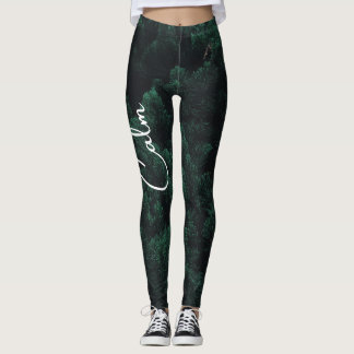 Öko-Chic Grüne Minimalistische Naturbeläge Leggings