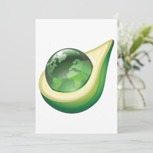 Öko Earth Avocado Globe Nachhaltig Planet Einladung (Stehend Vorderseite)