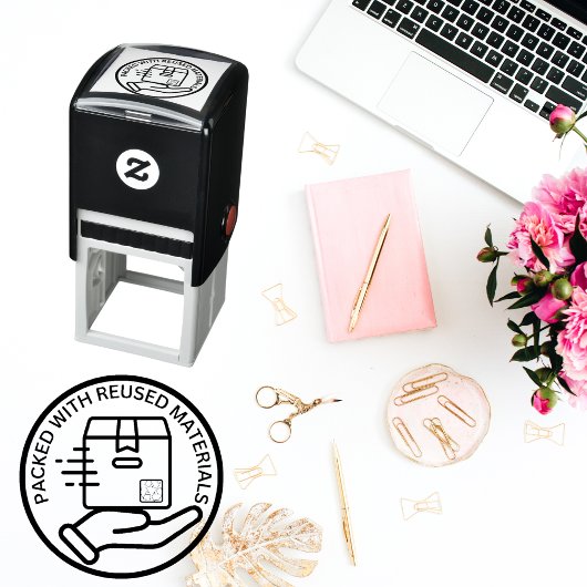 Öko-freundlich verpackt mit REUSED-MATERIAL Permastempel