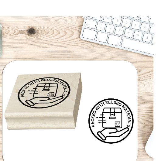 ÖKO-freundlich verpackt mit REUSED-MATERIALIEN Gummistempel