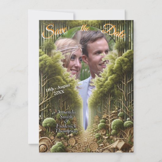 Öko-freundliche Gärten und Gebäude im Einklang Einladung (Vorderseite)