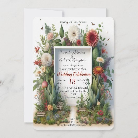 Öko-freundliche Gärten und Gebäude im Einklang Einladung (Vorderseite)