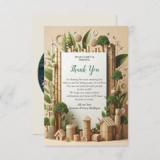 Öko-freundliche Gärten und Gebäude im Einklang RSVP Karte (Vorne/Hinten)