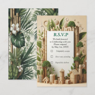 Öko-freundliche Gärten und Gebäude im Einklang RSVP Karte