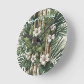 Öko-freundliche Gärten und Gebäude im Einklang Runde Wanduhr (Winkel)