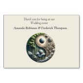 Öko-freundliche Gärten und Gebäude im Einklang Tischnummer (Rückseite)