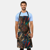 Öko-freundlicher Cyan "Alte indigene Chroniken" Schürze (Getragen)