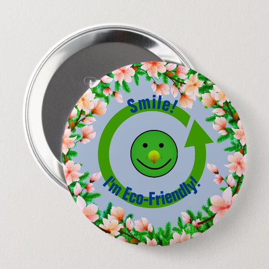 Öko-freundliches Lächeln Button (Vorne & Hinten)