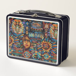 Öko-freundliches Schwarzes "Pre-Columbian Tapestry Metall Brotdose