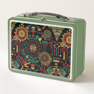 Öko Friendly Green "Heritage Inspiriert Patterns" Metall Brotdose