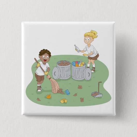 Öko Friendly Kids Cleaning Campingplatz Recycelnd Button (Vorderseite)