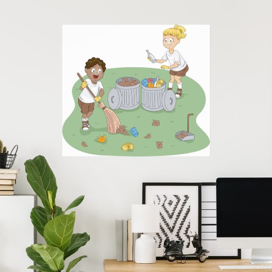 Öko Friendly Kids Cleaning Campingplatz Recycelnd Poster (Heimbüro)