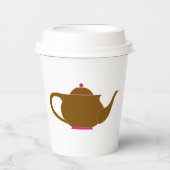 Öko Friendly Tea Cups — Charming Teapot Design Pappbecher (Vorderseite)
