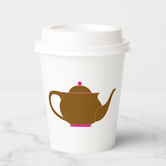 Öko Friendly Tea Cups — Charming Teapot Design Pappbecher (Vorderseite)