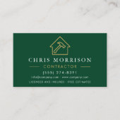 Öko General Construction Modern Green Gold QR Code Visitenkarte (Vorderseite)