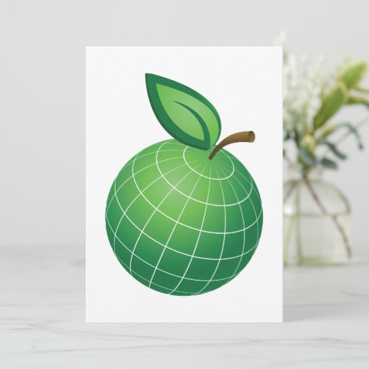 Öko Globe Frucht Grüne Erde Leaf Sphere Einladung (Stehend Vorderseite)