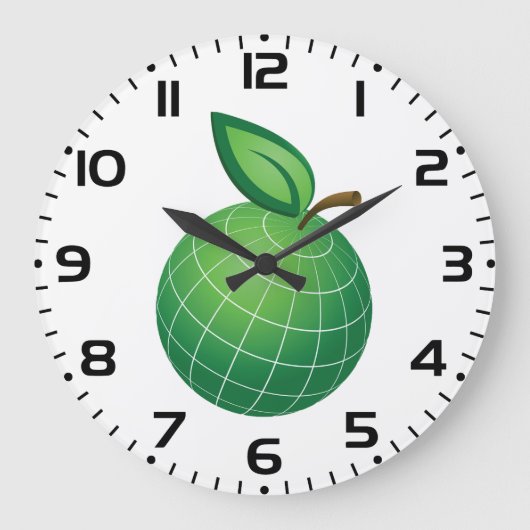 Öko Globe Frucht Grüne Erde Leaf Sphere Große Wanduhr (Vorderseite)