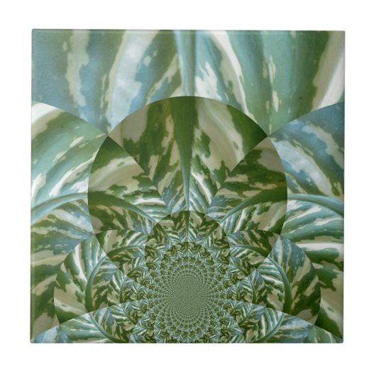 Öko Green Camouflage Kaleidoskop Art Print Design Fliese (Vorderseite)