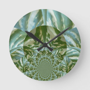 Öko Green Camouflage Kaleidoskop Art Print Design Runde Wanduhr