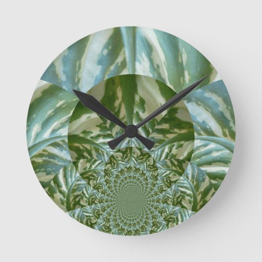 Öko Green Camouflage Kaleidoskop Art Print Design Runde Wanduhr (Vorderseite)