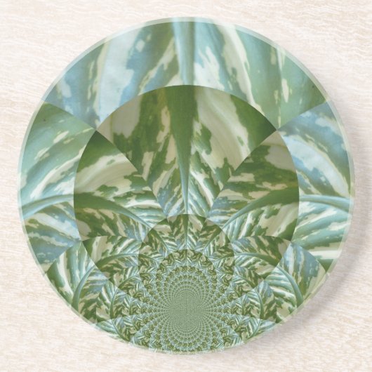 Öko Green Camouflage Kaleidoskop Art Print Design Sandstein Untersetzer (Vorne)