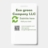 Öko green Firmenname q r Code Website E-Mail-Adres Ausweis (Rückseite)