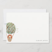 Öko Green Hot Air Ballon Lion Watercolor Kinder Mitteilungskarte (Vorderseite)