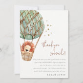 Öko Green Hot Air Ballon Löwe Kindergeburtstag Dankeskarte (Vorderseite)