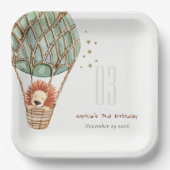 Öko Green Hot Air Ballon Löwe Kindergeburtstag Pappteller (Vorderseite)