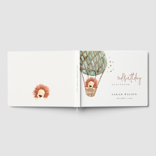 Öko Green Hot Air Ballon Löwe Magical Baby Dusche Gästebuch (Voll)