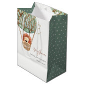 Öko Green Hot Air Ballon Löwe Magical Baby Dusche Mittlere Geschenktüte (Vorderseite Schrägansicht)