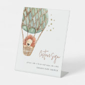 Öko Green Hot Air Ballon Löwe Stars Custom Party Sockelschild (Vorderseite)