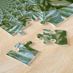 Öko-Grün-Tarnung-Kaleidoskop-Kunst-Druckdesign Puzzle