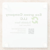 Öko-grüne Unternehmensname QR-Code-Website-E-Mail- Glasuntersetzer (Rückseite)
