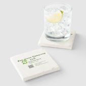 Öko-grüner Firmenname QR-Code-Website-E-Mail-Detai Steinuntersetzer (Seitenansicht)