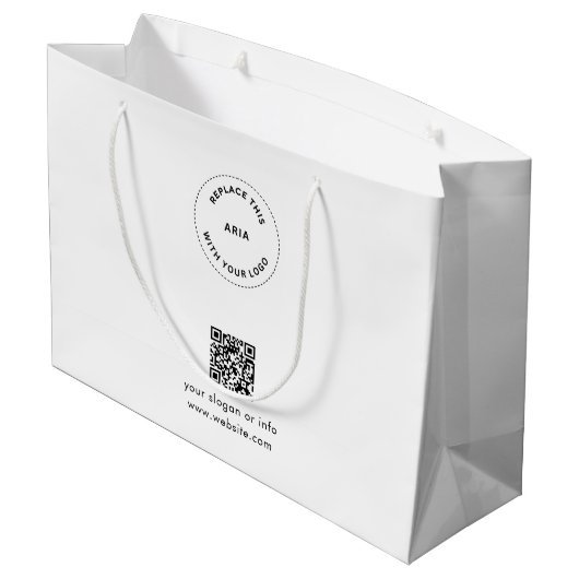 Öko Kraft Custom Logo & QR Geschenktasche für Unte Große Geschenktüte (Rückseite Schrägansicht)