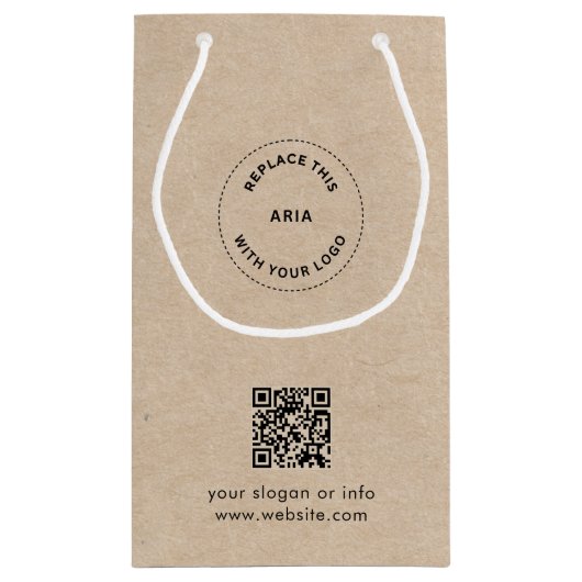 Öko Kraft Custom Logo & QR Geschenktasche für Unte Kleine Geschenktüte (Rückseite)