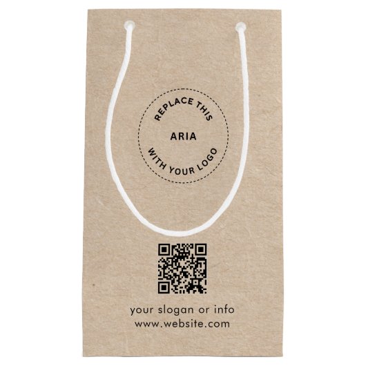 Öko Kraft Custom Logo & QR Geschenktasche für Unte Kleine Geschenktüte (Vorderseite)